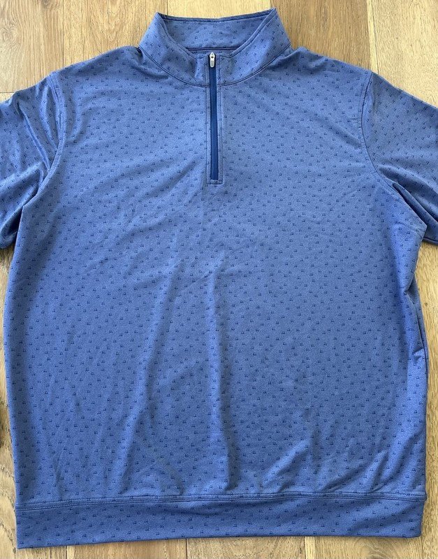 Peter Millar Perth Carts Men's Performance Quarter 1/4 Zip Pullover Blue XL gallery