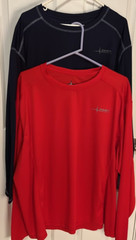 2 Habit Men’s Active Athletic L/S Performance Crew Shirt Blue/Gray and Red 3XL