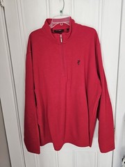 Ashworth Mens 2XL XXL 1/4 Zip Red Knit Cotton Blend Shirt Golf