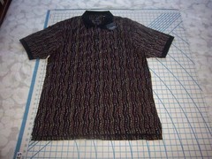MENS LARGE BLACK/BURGUNDY FLORAL IZOD COTTON POLO SHIRT – NWT