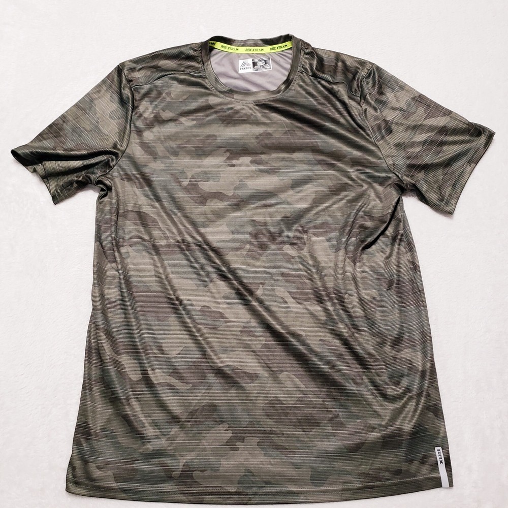 RBX X-TRAIN Performance Athletic T Shirt Mens Medium Green Camouflage