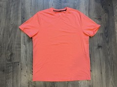 On Cloud Men’s Focus-T in Coral Short Sleeve Shirt. Athletic, Running Shirt