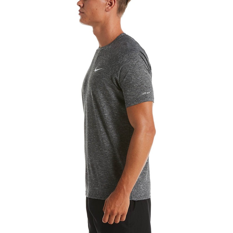 NIKE Swim Men's Heather Grey Short Sleeve Hydroguard Rash Guard Shirt Medium $40 gallery