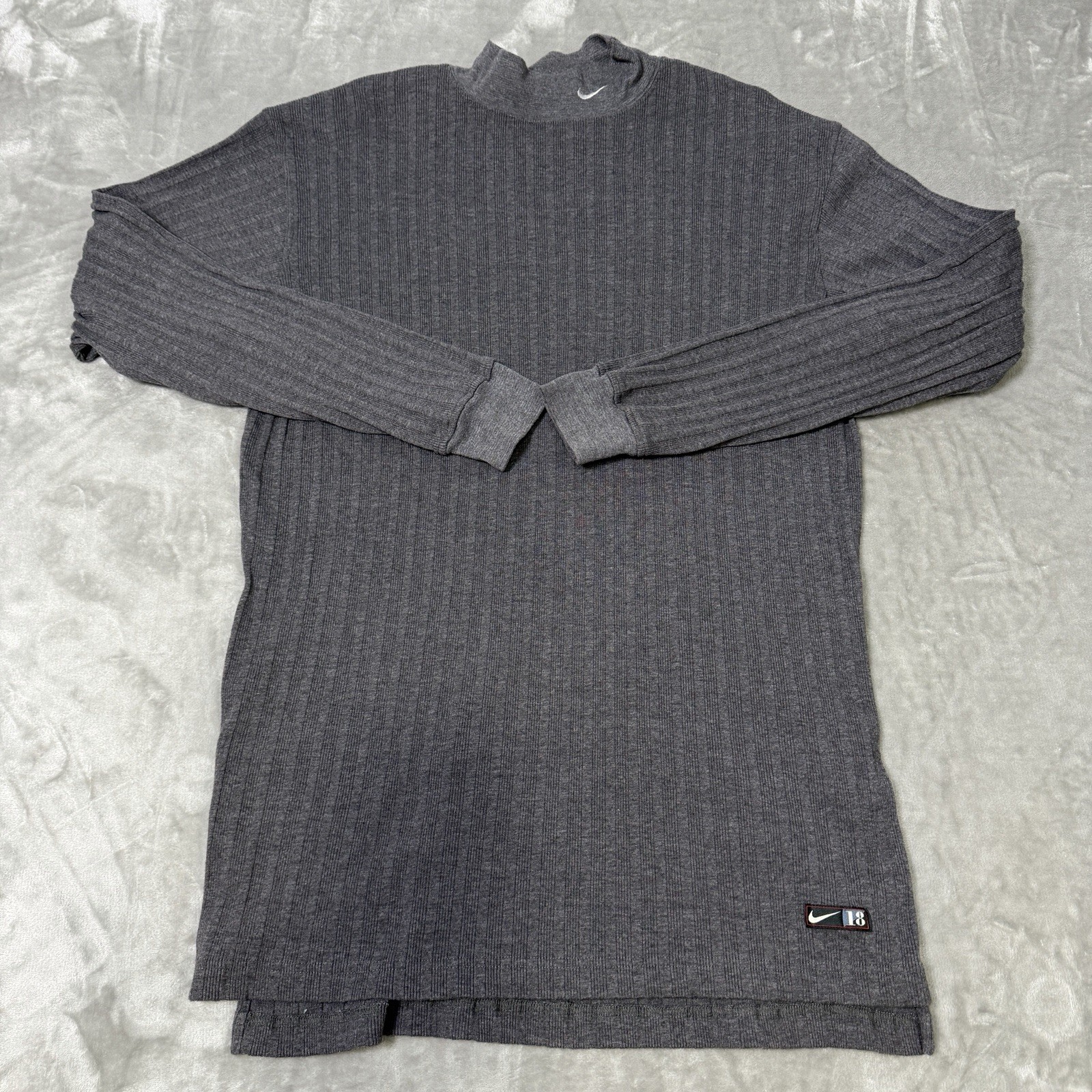 Vintage Nike Golf Gray Ribbed Knit Mock Neck Long Sleeve Shirt Men's Large gallery