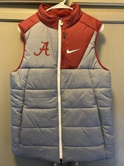 NWT Men’s Nike Alabama Crimson Tide Player Puffer Vest Gray Small