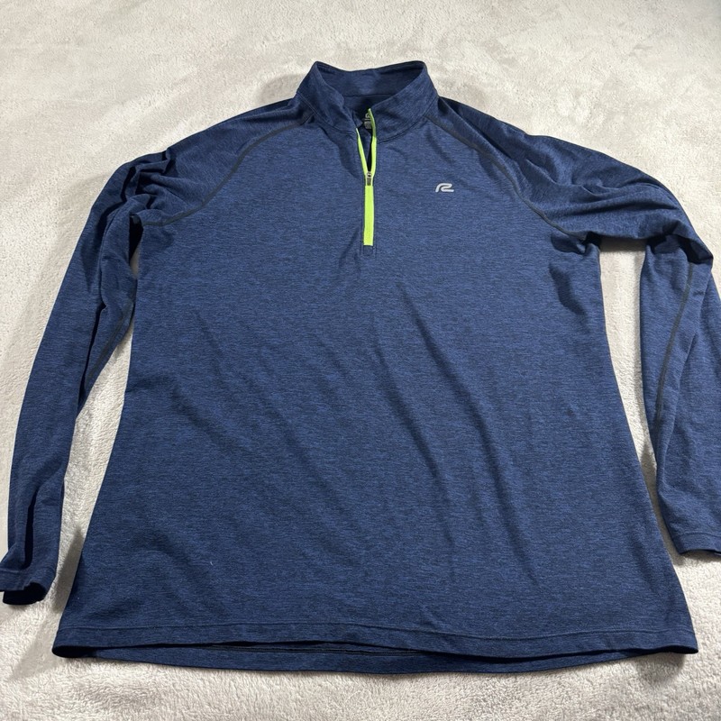 Road Runner Sports Activewear Quarter Zip Pullover Shirt Blue Mens Large L gallery