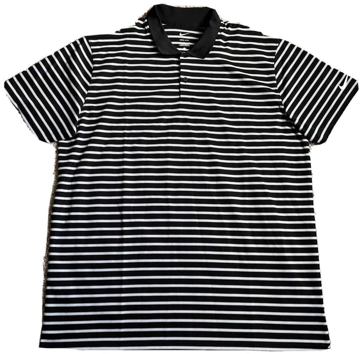 NIKE Men’s GOLF DRI-FIT VICTORY STRIPE POLO SHIRT Black Gray DH0835-010 X Large gallery