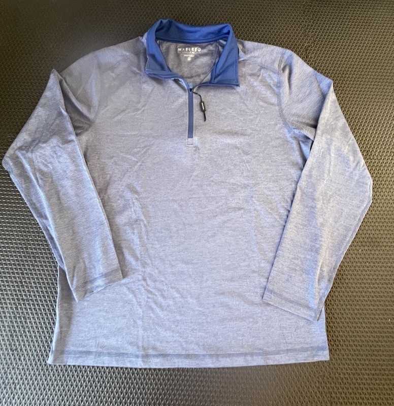 Maelreg Performance Pullover Shirt Jacket Stretch Golf Blue Striped Men’s Sz Med gallery