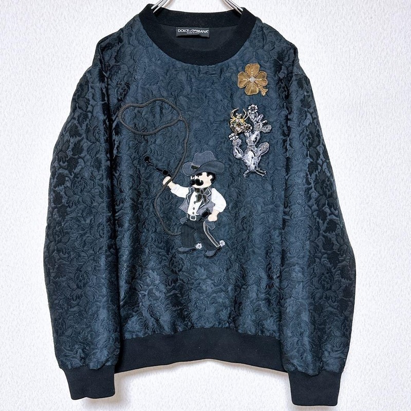 DOLCE & GABBANA 3D Cowboy Lasso Embroidery Floral Jacquard Sweatshirt Italy 48 gallery