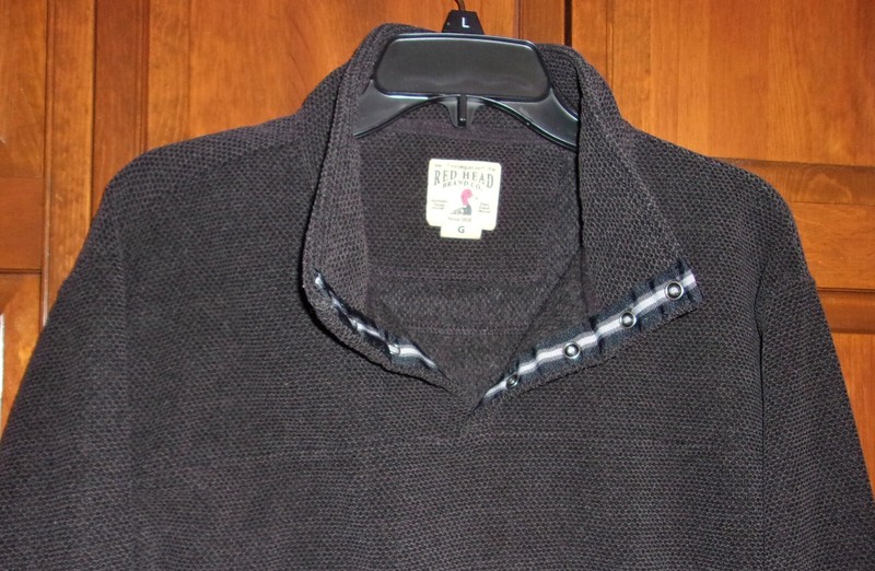 Redhead Pullover Shirt - Medium Weight Washed Out Black Snap Neckline - L gallery