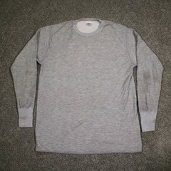 Duofold Base Layer Thermal Shirt Adult Mens Large Gray Crew Two Layer Wool Poly