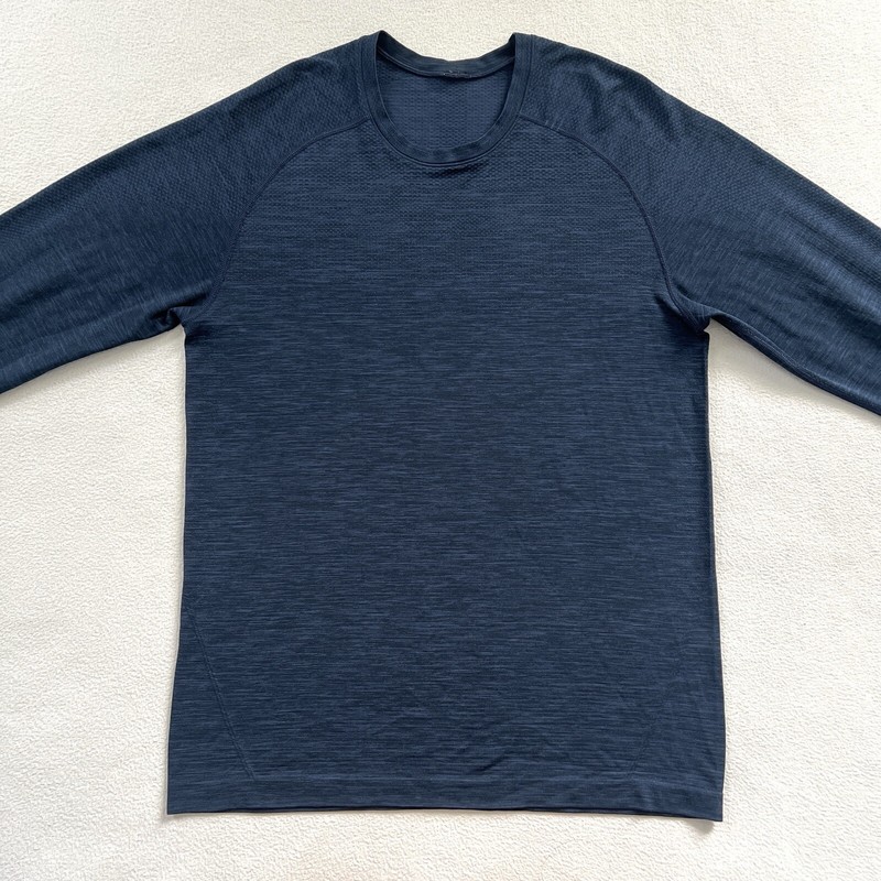 Lululemon Men Mineral Blue Nautical Navy Metal Vent Tech LS Long Sleeve Shirt S gallery