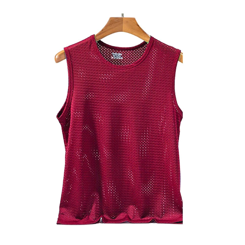 Men's Ice Silk Mesh Tank Tops Man Gym Transparent Bodybuilding Sleeveless T-shir gallery