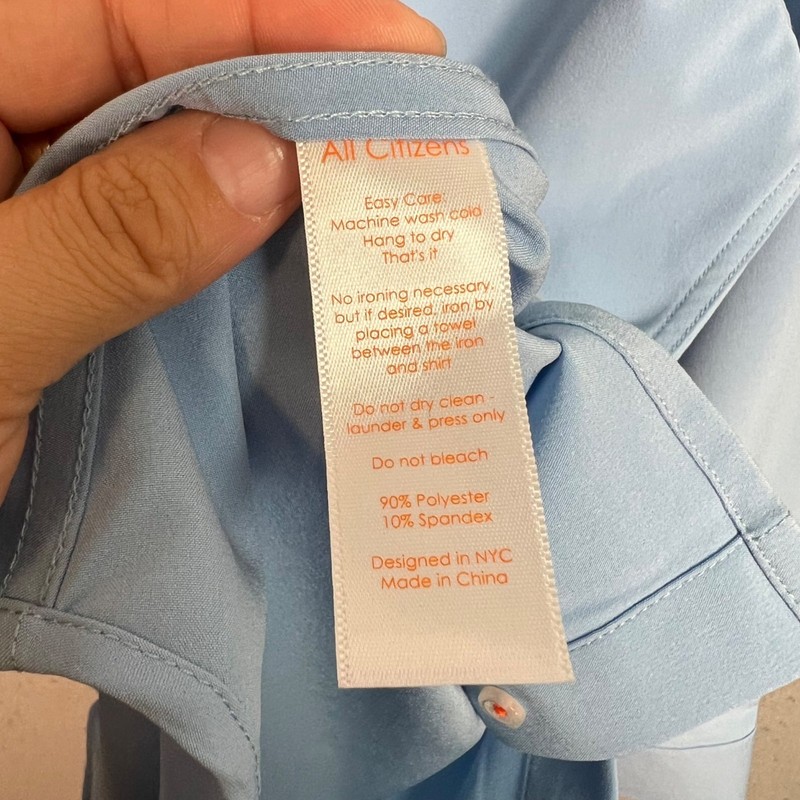 All Citizens Mens Medium Athletic Tailored Fit Shirt Light Blue Polyester Blend gallery