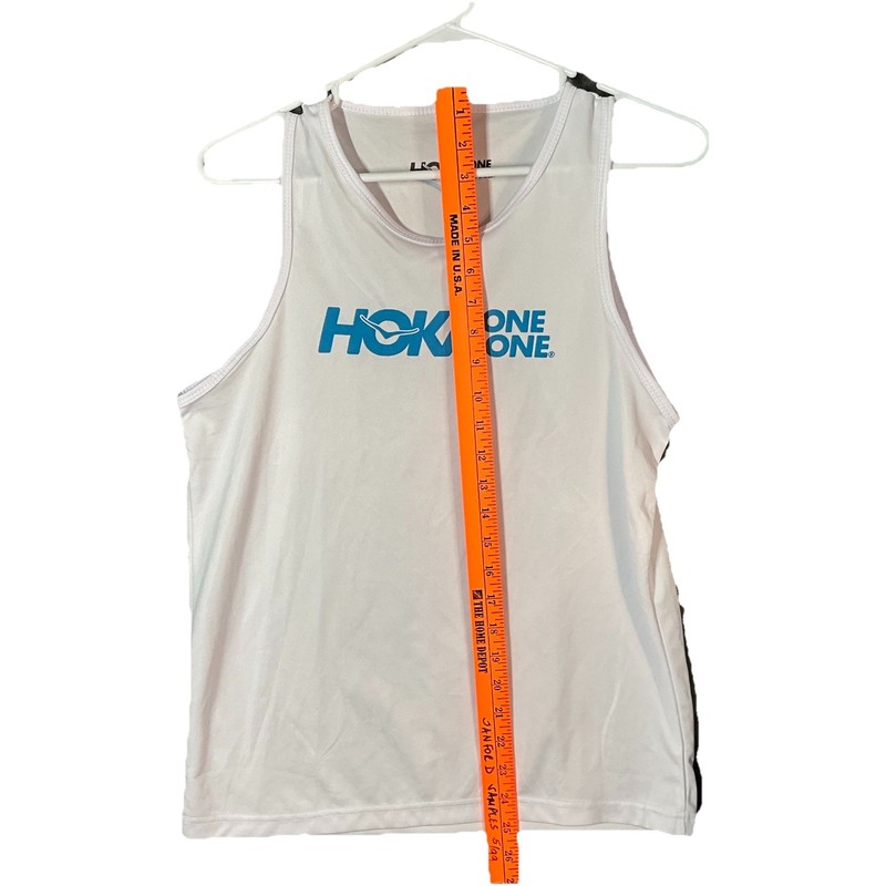 Hoka One One Men’s Airolite White Blue Athletic Running Tank Top Small gallery