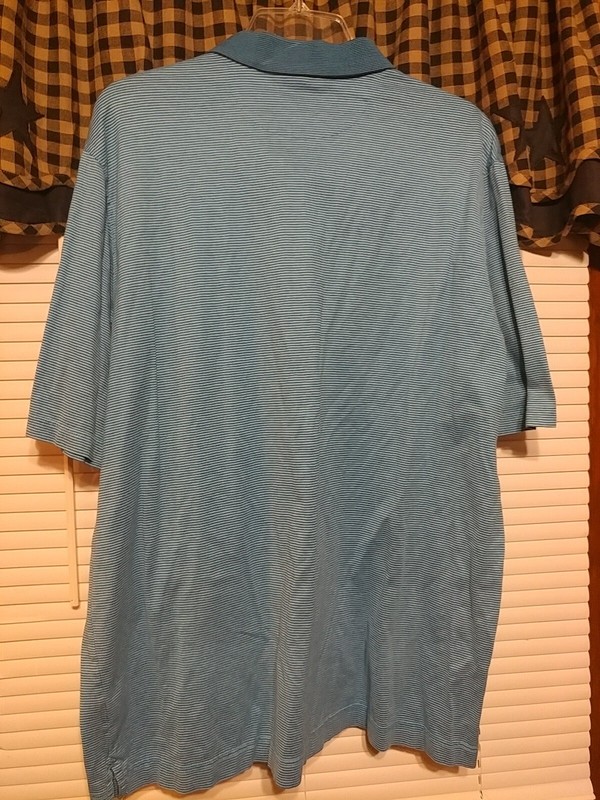 BOBBY JONES Blue With White Stripes Cotton Short Sleeve Polo Sz XL gallery
