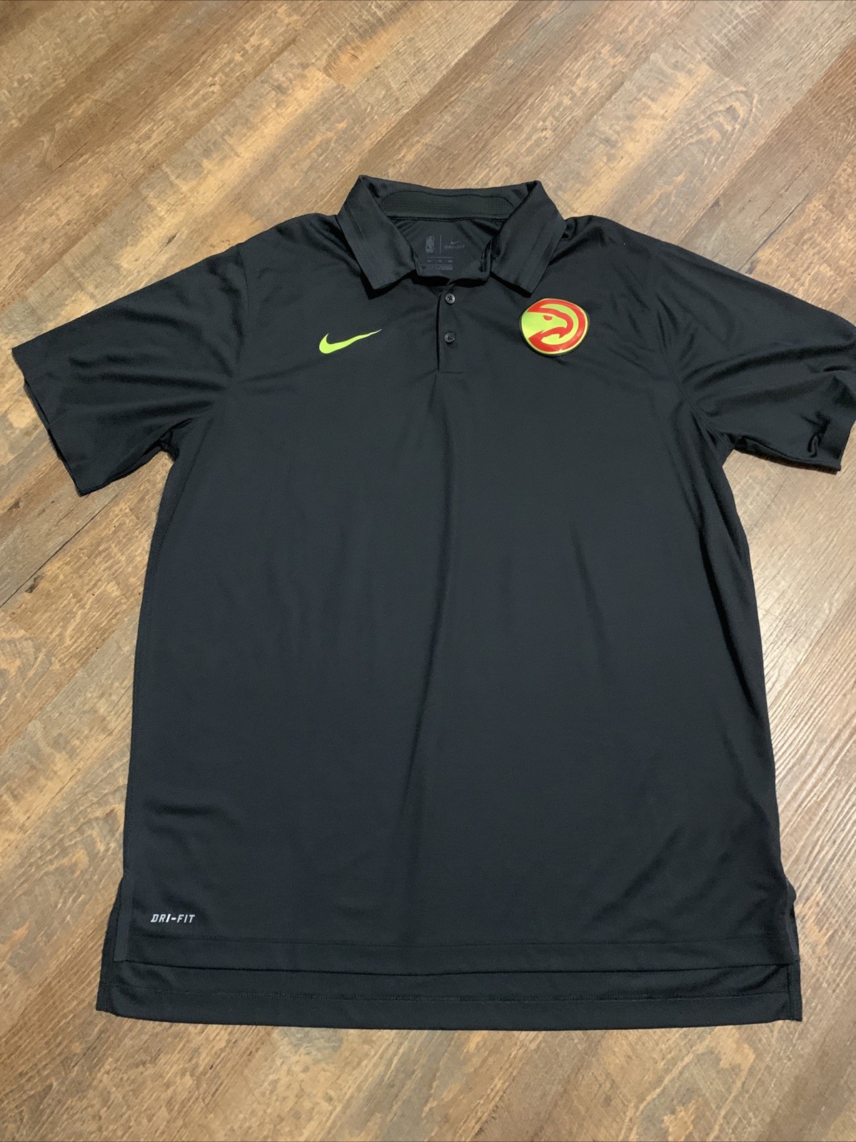 Nike Dri Fit Men's Atlanta Hawks NBA Retro Logo Polo Shirt Black Sz XLT XL Tall gallery