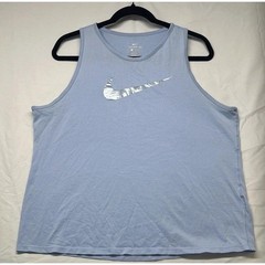 Nike Tank Top Mens Large Light Blue Dri-FIT Athletic Cut Metallic Swoosh Logo