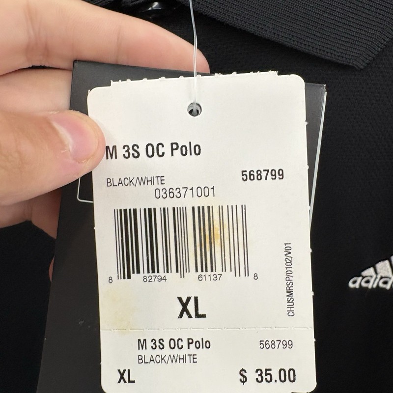 Adidas Shirt Men XL Club 3 Stripes Tennis Polo Black White Golf Short Sleeve NOS gallery