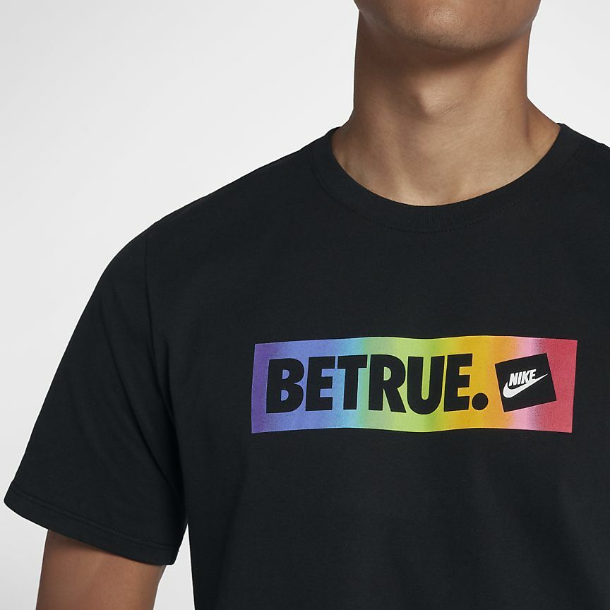 Nike BE True Gay Pride LGBTQ MultiColor Rainbow Tee T Shirt Top CD9076-010 Men M