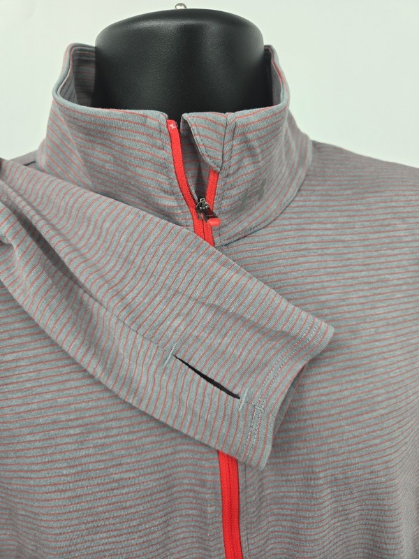 Under Armour Pullover Threadborne XL Gray Red Stripe 1/2 Zip Runner Lightweight gallery