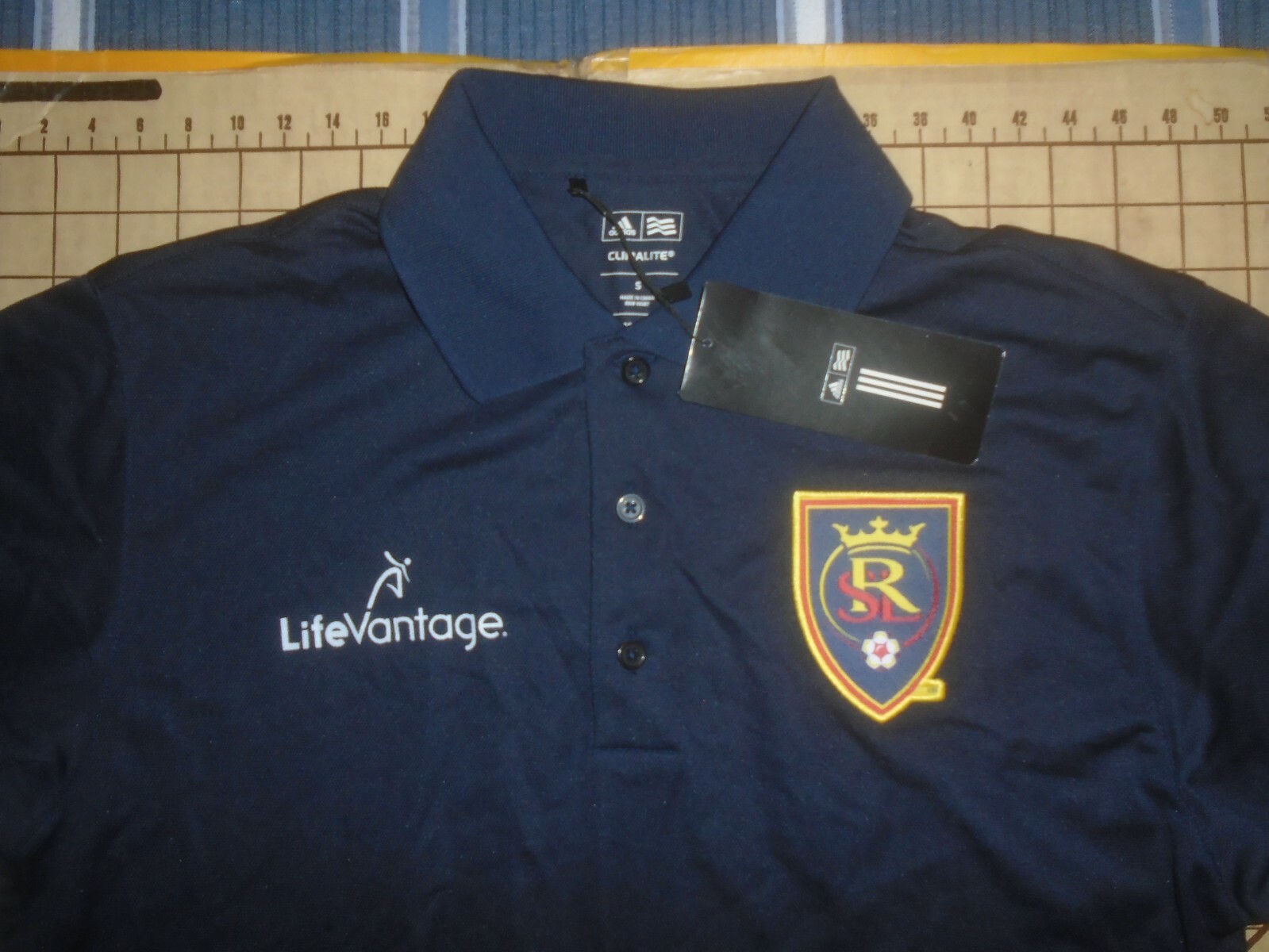 MENS SMALL BLUE ADIDAS SALT LAKE REAL SOCCER POLO SHIRT - NWT gallery