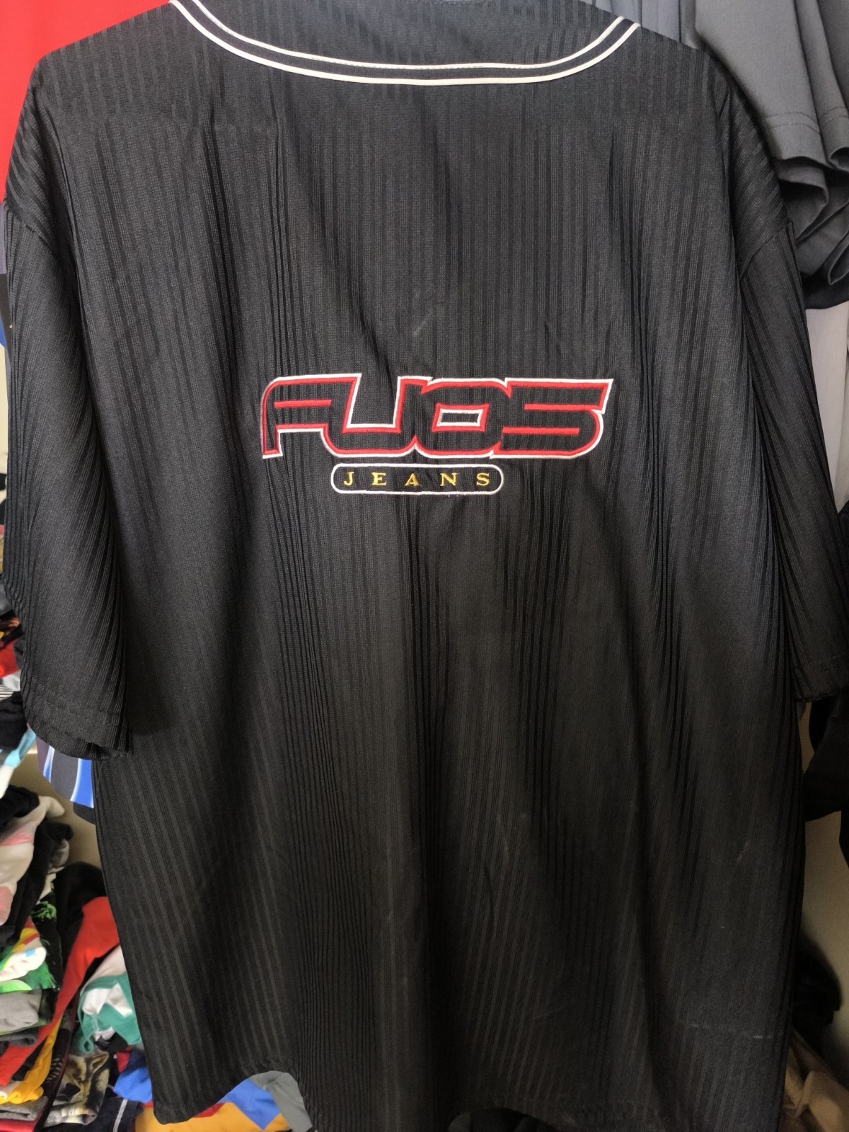 Vintage fubu jeans fu05 button down baseball jersey hip hop usa gallery