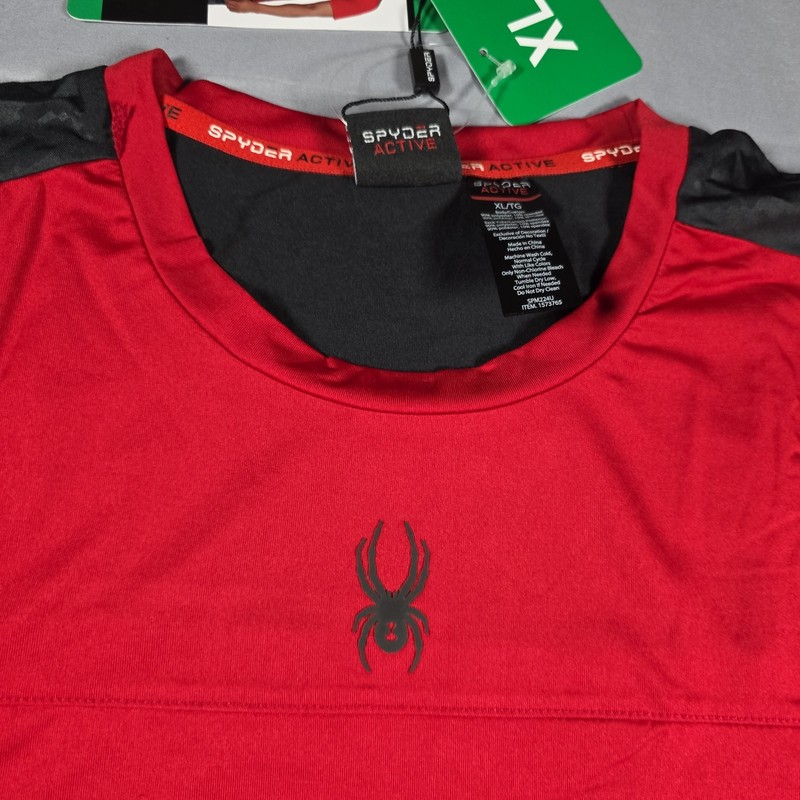 Spyder Active Shirt Men's Size XL Red Short Sleeve Performance gallery
