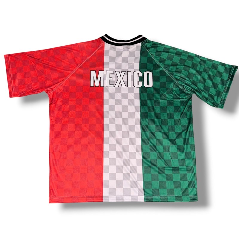 Umbro Soccer Jersey Mens Large Green White Red Mexico Checkerboard V-Neck NEW gallery