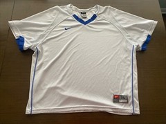 Nike XL Used Soccer Adult Men’s Jersey Blue White Y2K Athletic Top Baggy Fit