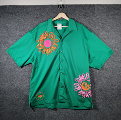 Nike Uphoria Button-Up Mesh Short Sleeve Top Jersey Shirt Mens Large Green Art