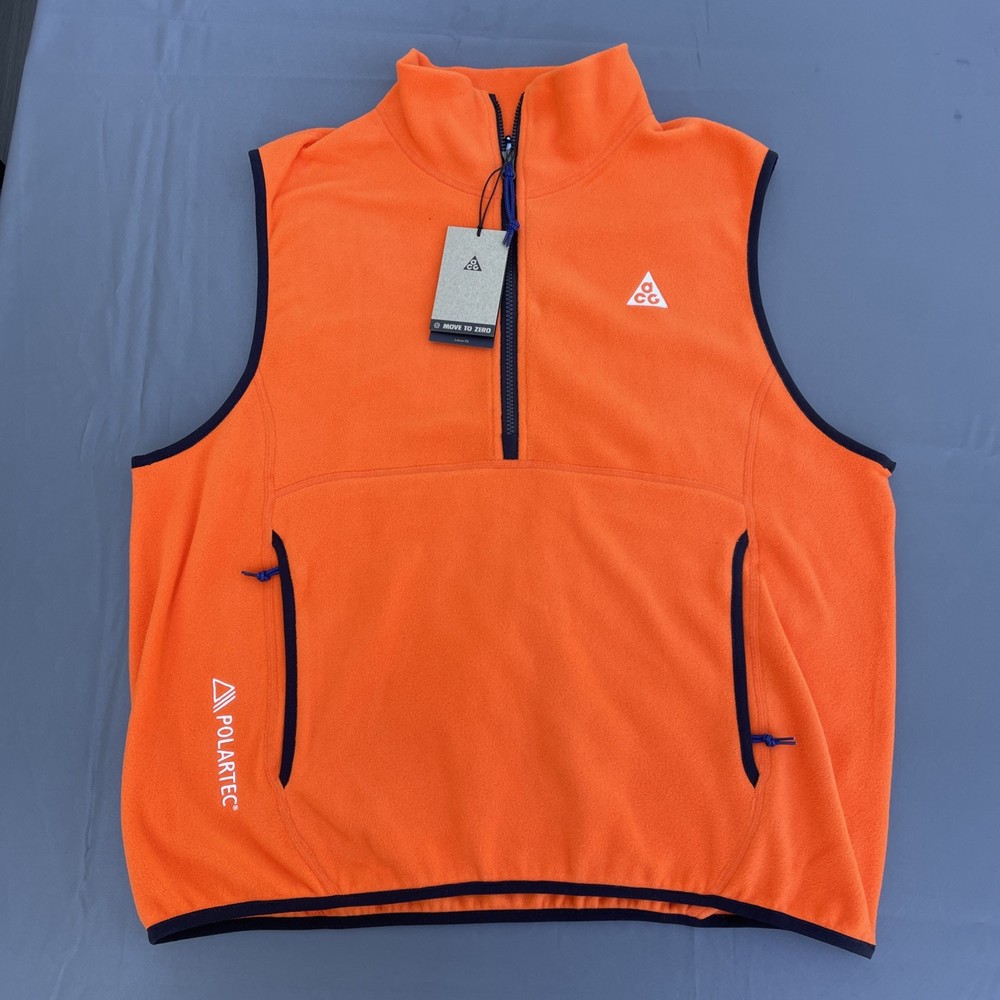 Nike ACG Wolf Tree Thermal Vest Polartec Orange Black HJ2468-819 Mens Sz Medium