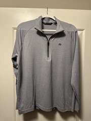 Travis Mathew Quarter Zip Pullover Mens L Heather Light Gray Long Sleeve