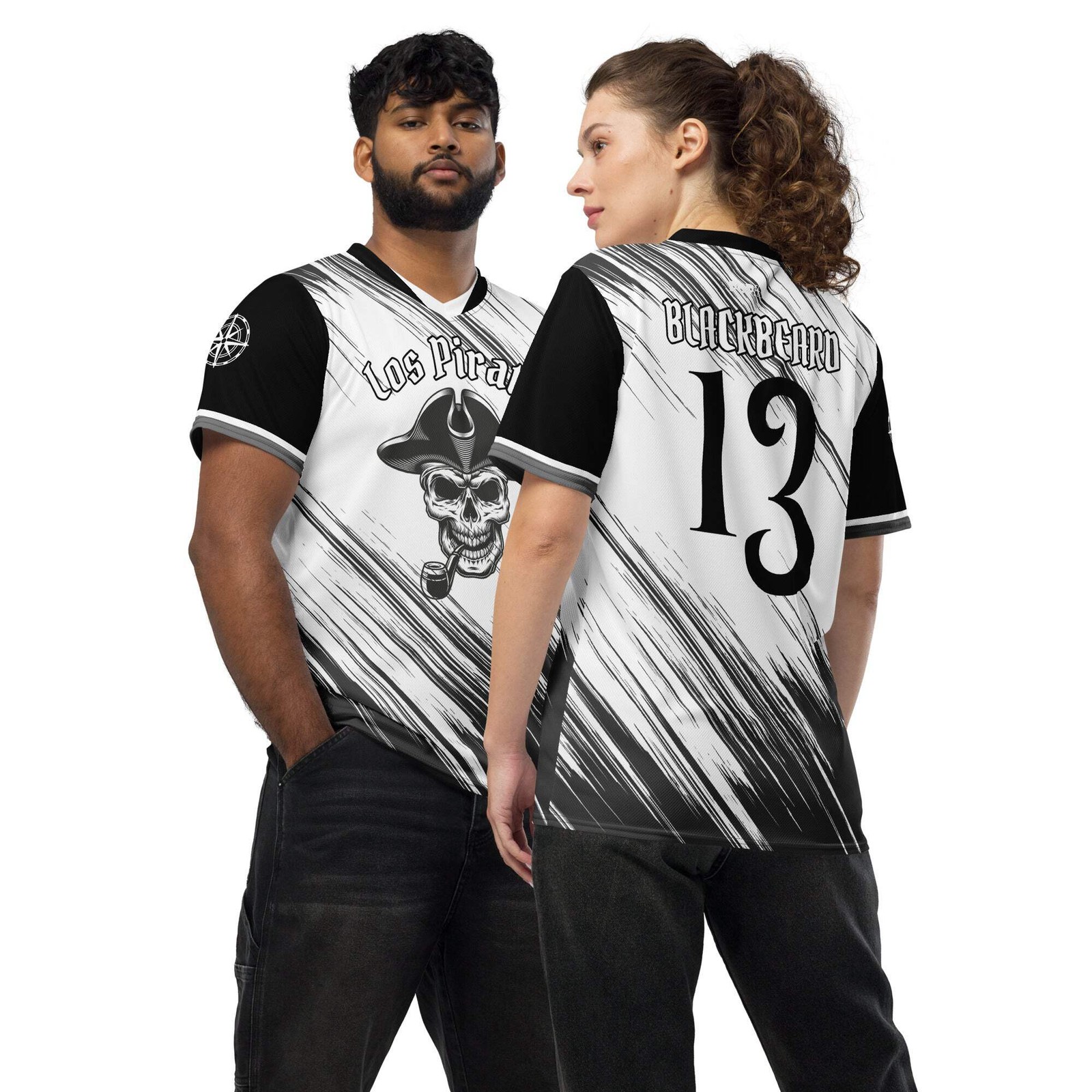 Los Piratas Captain Blackbeard #13 Pirate Buccaneer Skull Recycled Unisex PopFel gallery