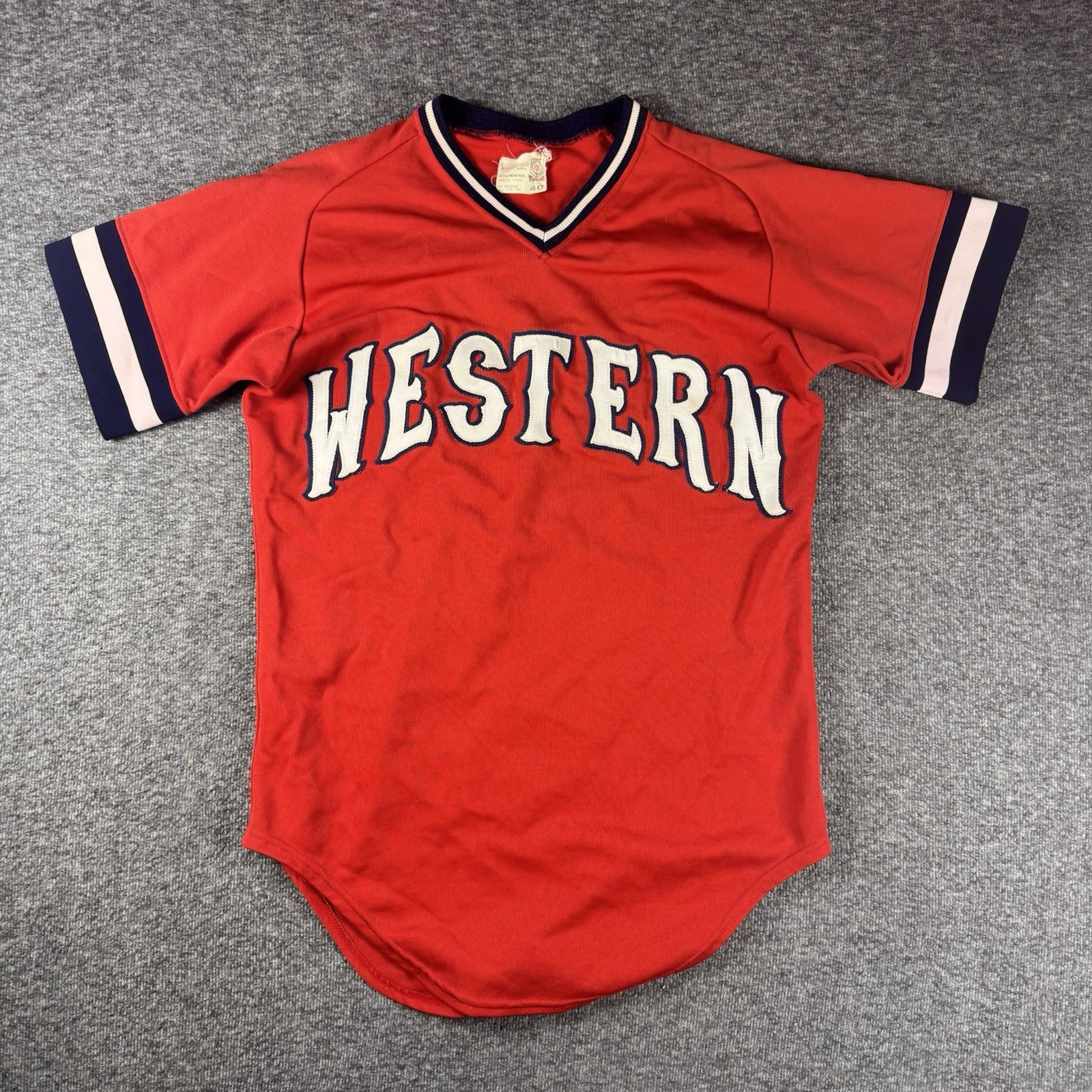 Vintage 70s Red Fox Baseball Jersey Size 40 Red Western Embroidered #34 gallery