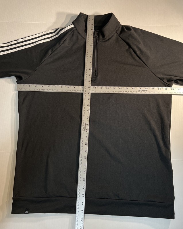 adidas 1/4 Zip Black Pullover Long Sleeve w/ Three Stripes Men's Size Large EUC gallery