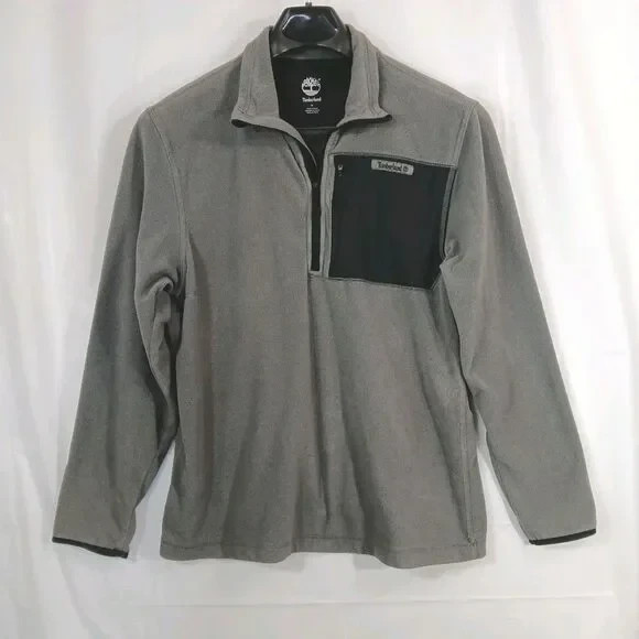 Timberland Shirt Men's Size Medium 1/4 Zip Zipper Pocket Gray Black gallery
