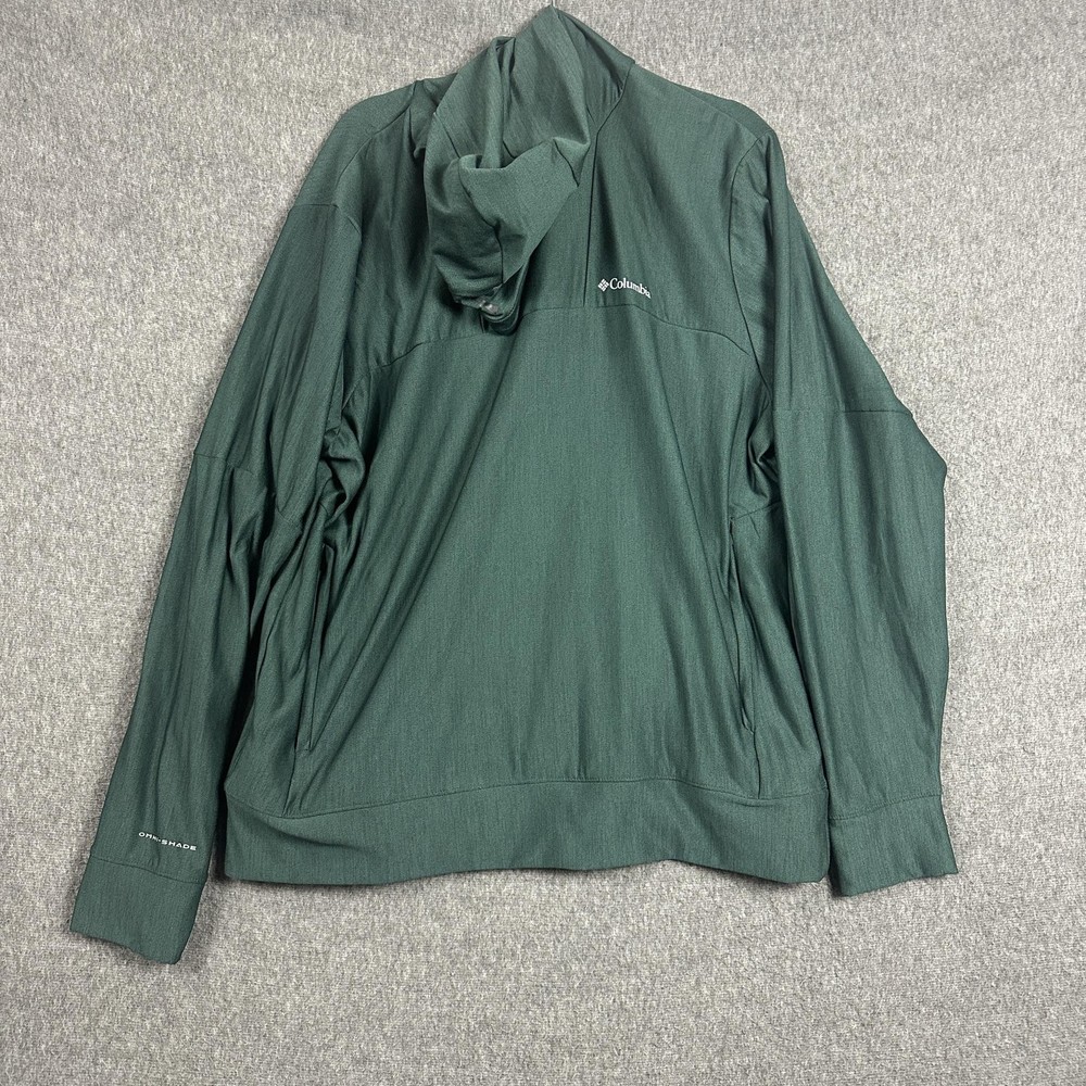 Columbia Shirt Mens XL Green Hooded Long Sleeve Omni-Shade Sun Hiking UPF