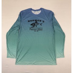 Paragon Norman’s Pelican Lake Orr, MN Blue Green Ombre Sun Shirt Mens M UPF 50+