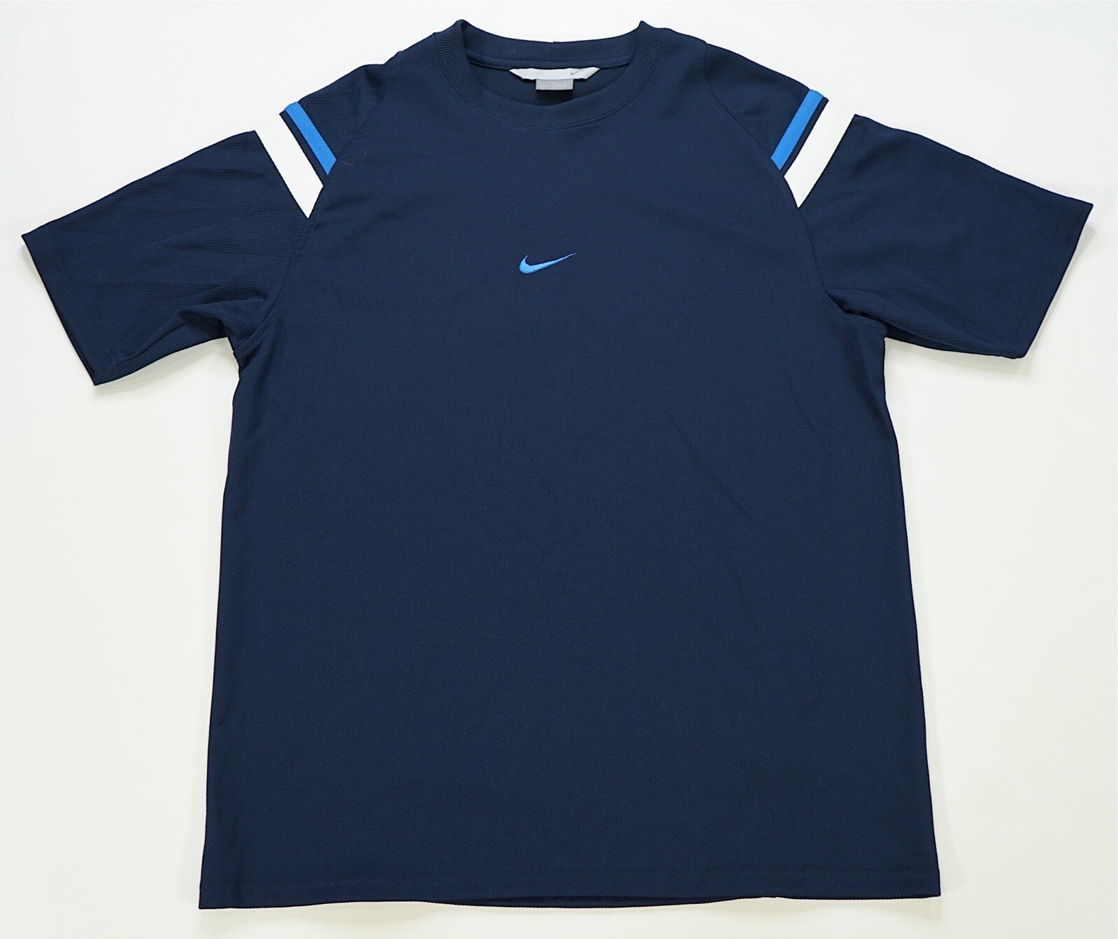Rare Vintage NIKE Small Center Swoosh Striped T Shirt 90s 2000s Silver Tag SZ L gallery
