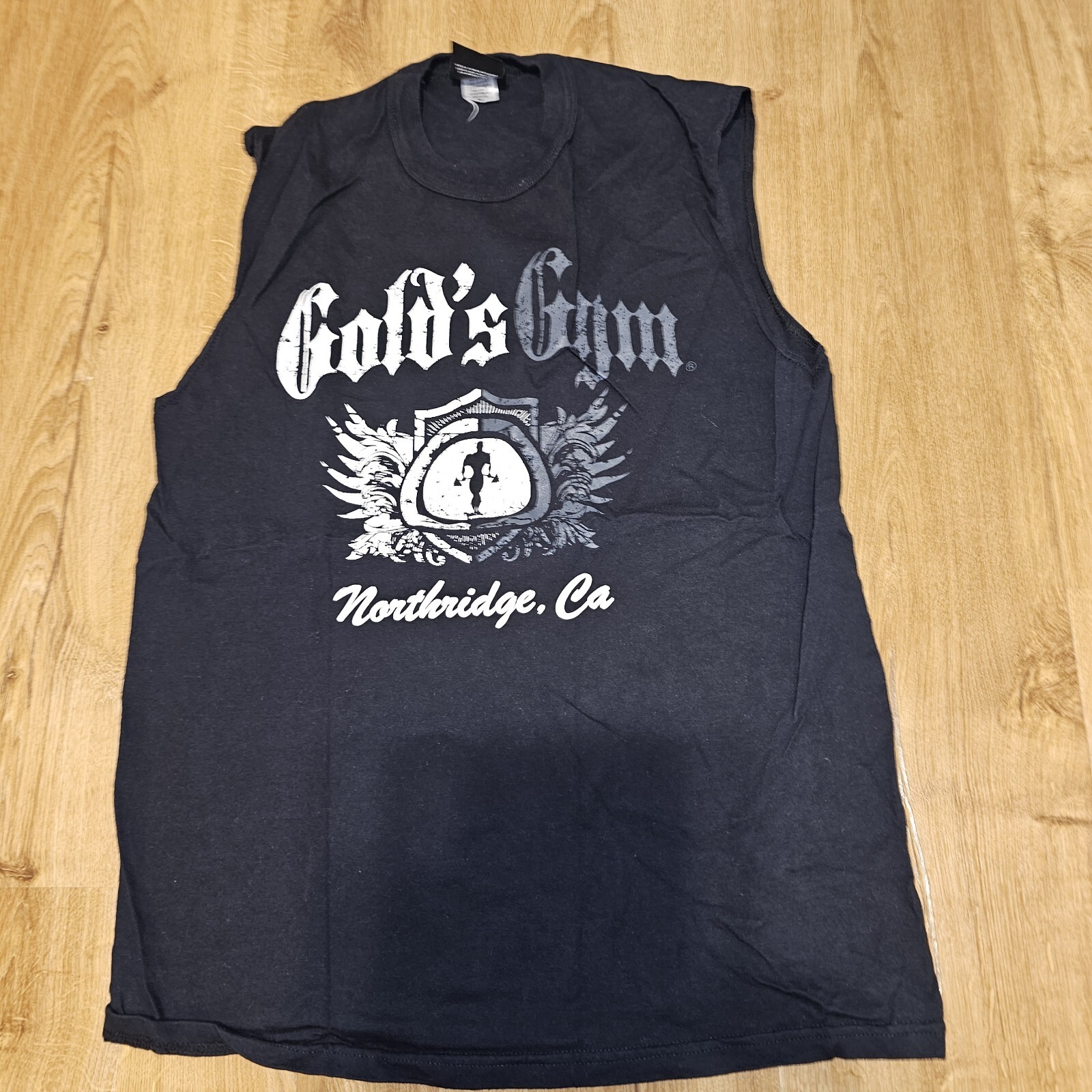 Gold's Gym Northridge CA Black Tank Top Men's Size Medium Made In The USA NWOT gallery