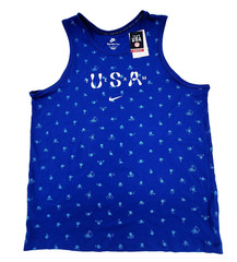 Nike Team USA Olympics Club Tank Top Men’s Large All Over Print Blue FN0879 NWT
