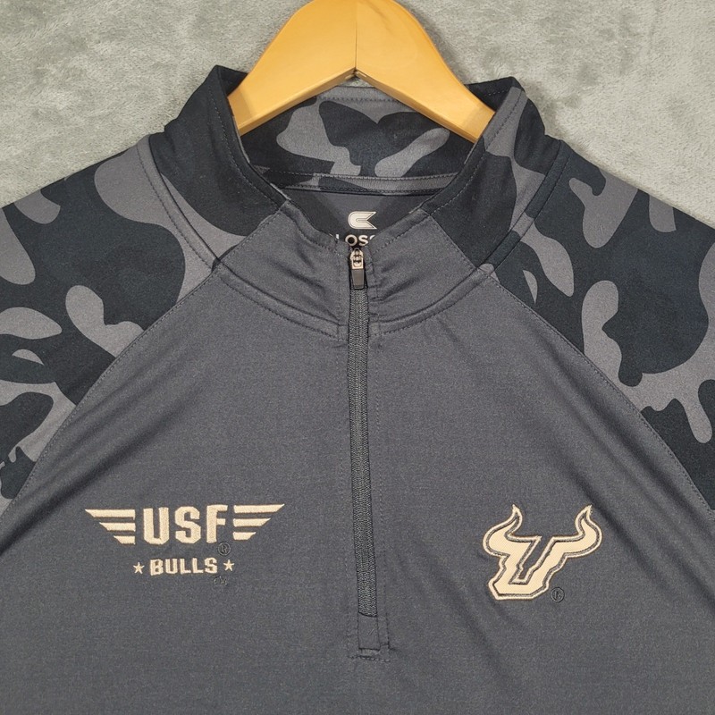 USF Bulls Colosseum 1/4 Zip Mens L Gray OHT Camo Sleeve Performance Pullover gallery