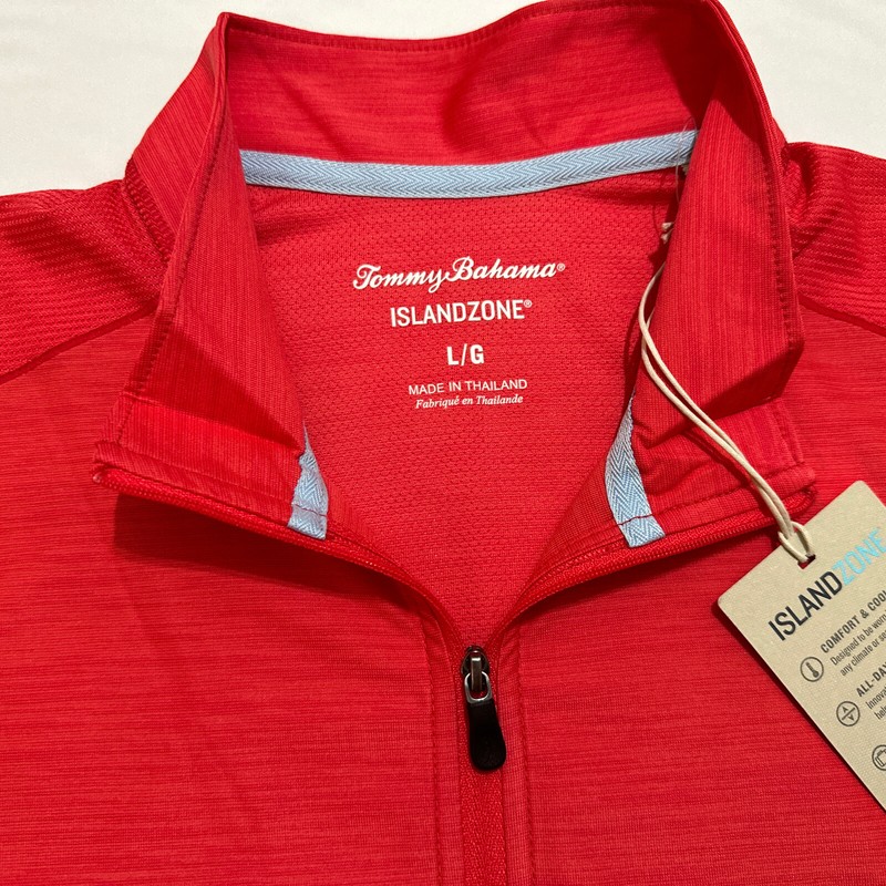 Tommy Bahama Island Zone Palm Coast Half Zip Pullover $128 Pink Size L gallery