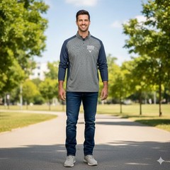US Air Force Mens Size Large 1/4 Zip Grey Navy Blue Pullover Military Casual