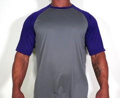 MEN’S NEW GRAY & PURPLE RAGLAN SHIRT ADULT X-LARGE