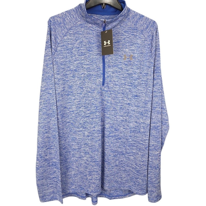 Under Armour Tech 2.0 1/2 Zip Pullover Men Large Blue Performance Shirt NWT gallery