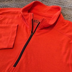 Stio Mens Basis Quarter Zip Pullover Red Orange Long Sleeve Thumbhole Shirt M
