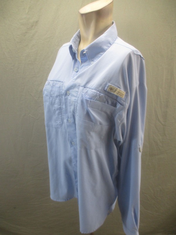 Columbia Size M Mens Blue PFG Long Sleeve Collared Button Up Outdoor Shirt 426 gallery