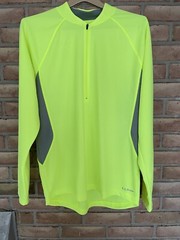LL Bean Men’s 1/4 Zip Pullover Size Large Shirt Fluorescent w/back Zip Pocket